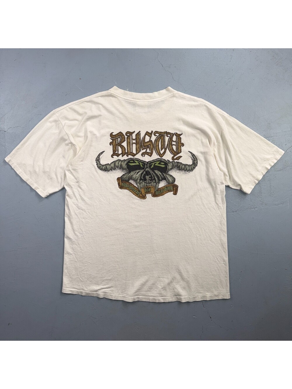 VTG 80s Rusty Surf Single Stitch Skate Skull TShirt XL Rare Promo Heavy Metal